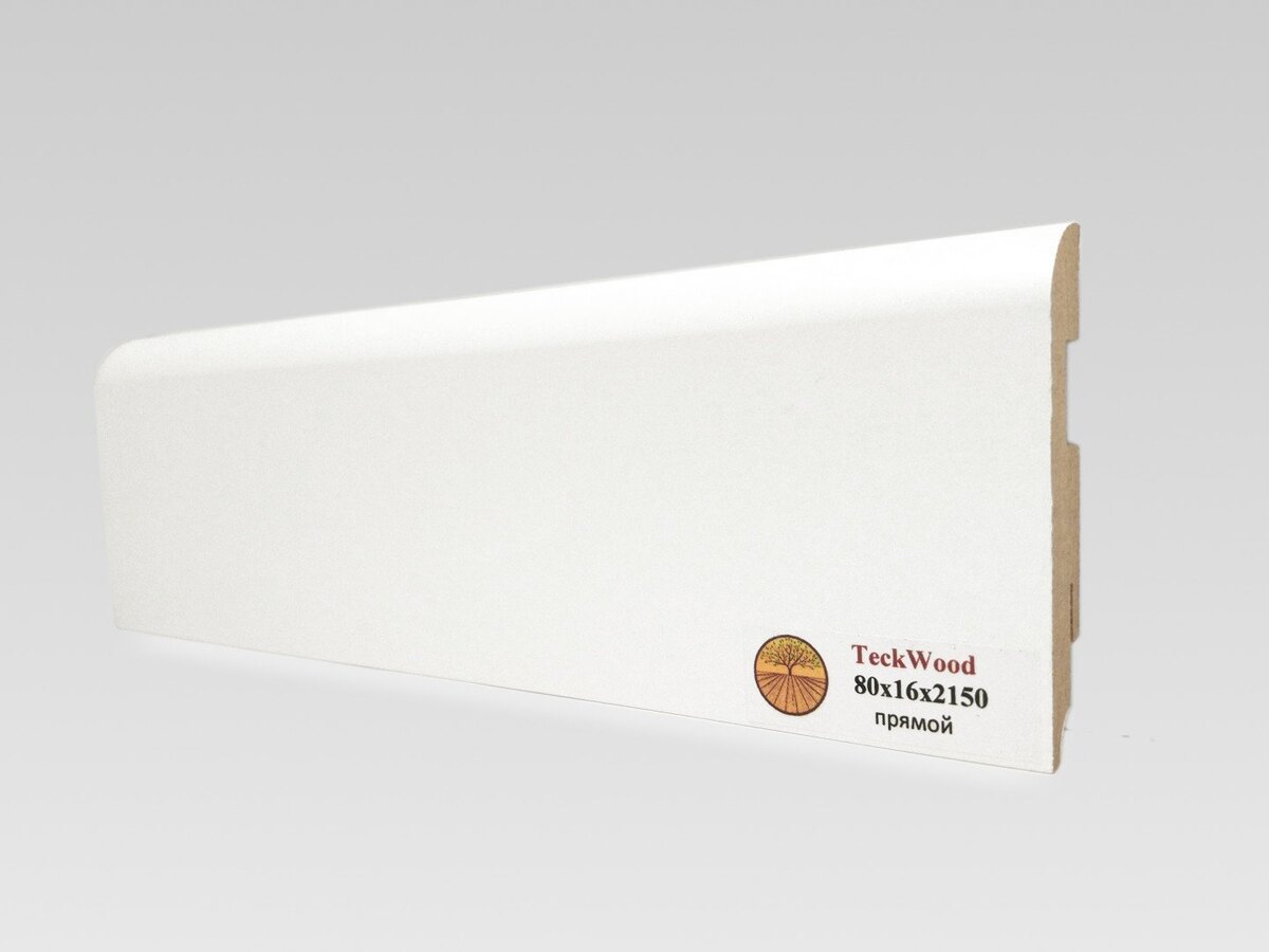 Плинтус Мдф Teckwood Белый прямой 80 мм