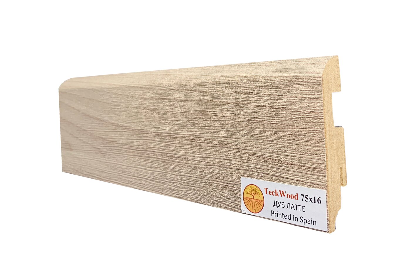Плинтус МДФ Teckwood цветной 75 мм Дуб латте