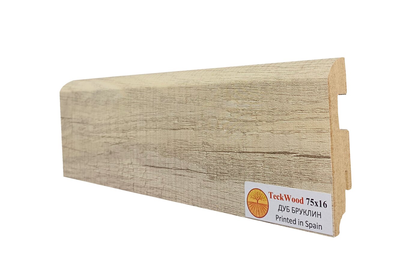 Плинтус МДФ Teckwood цветной 75 мм Дуб Бруклин